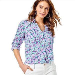 Lilly Pulitzer Sea View Linen Button Down Top